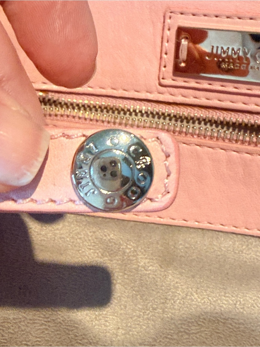 Jimmy Choo Sasha S Pink Leather Star Studded Tote Bag. - Picture 7 of 16